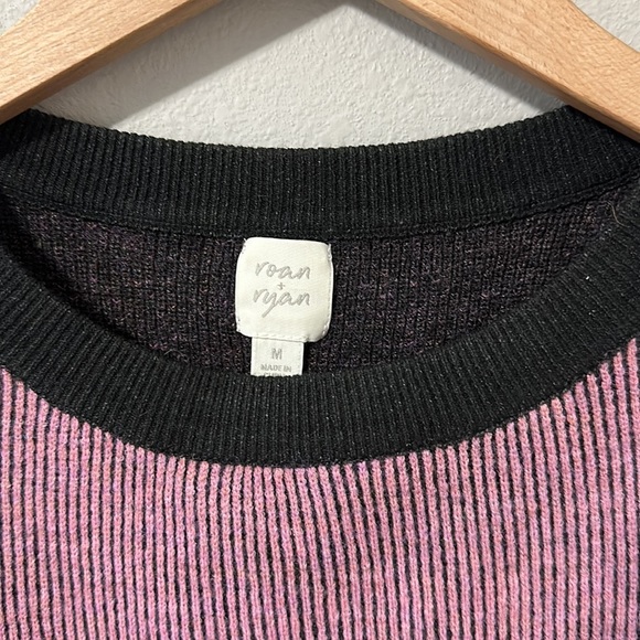 Roan + Ryan Evereve Black/Lilac Harper Pullover Striped Sweater Medium - Picture 4 of 13